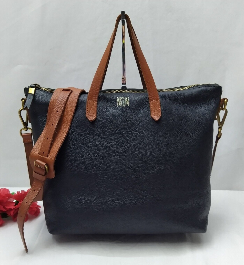 Madewell Transport Black Leather Double Handles Zipper Satchel Shoulder Bag